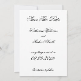 Elegante minimalistische witte bruiloft save the d kaart