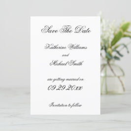 Elegante minimalistische witte bruiloft save the d kaart