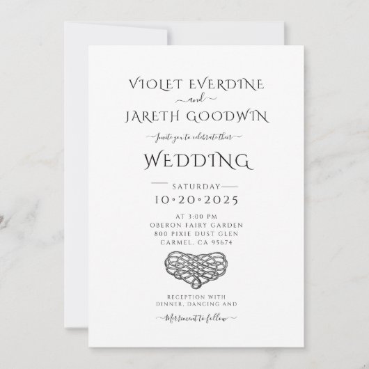 Elegante minimalistische witte bruiloft uitnodigin kaart (Voorkant)