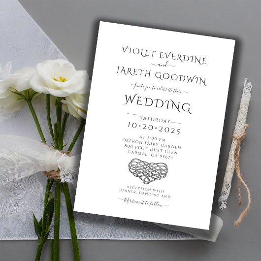 Elegante minimalistische witte bruiloft uitnodigin kaart