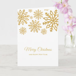 Elegante minimalistische witte en gouden vrolijke kaart