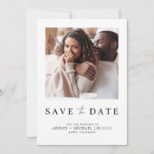 Elegante minimalistische witte foto bewaar de datu save the date (Voorkant)