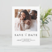 Elegante minimalistische witte foto bewaar de datu save the date (Staand voorkant)