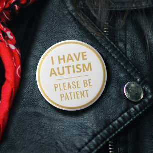 Elegante Minimalistische Witte Goud Tekst Autisme Ronde Button 5,7 Cm