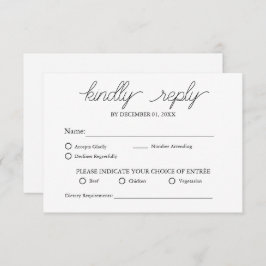 Elegante minimalistische witte maaltijd optie brui RSVP kaartje