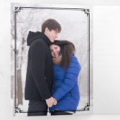 Elegante minimalistische witte marmeren foto bruil drieluik uitnodiging (Binnenzijde eerst)