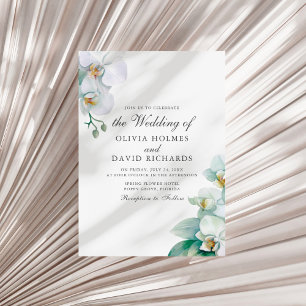 Elegante Minimalistische Witte Orchidee Huwelijk Kaart