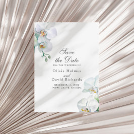 Elegante minimalistische witte orchideeën Save the Save The Date