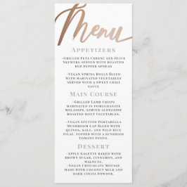 Elegante Minimalistische Witte Roze Gouden Script  Menu