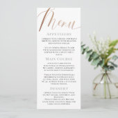 Elegante Minimalistische Witte Roze Gouden Script Menu (Staand voorkant)