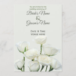 Elegante Minimalistische Witte Rozen Trouwuitnodig Kaart