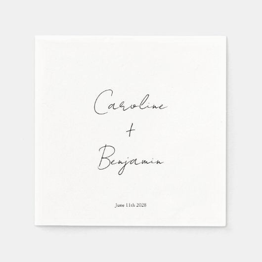 Elegante minimalistische witte script bruiloft Cus Servet (Voorkant)