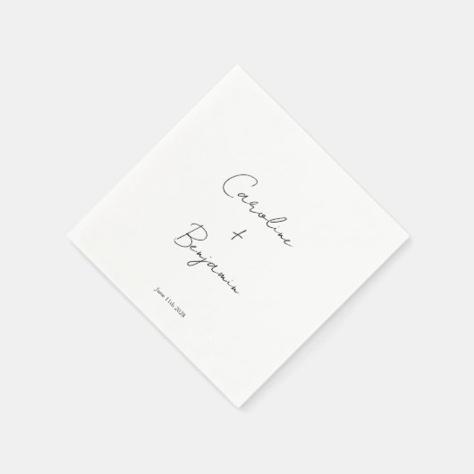 Elegante minimalistische witte script bruiloft Cus Servet (Hoek)