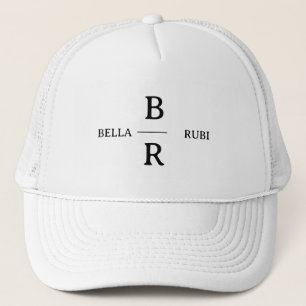 Elegante Minimalistische Witte Trouw Monogram Kapi Trucker Pet