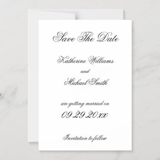 Elegante Minimalistische Witte Trouw Save The Date Magnetische Uitnodiging