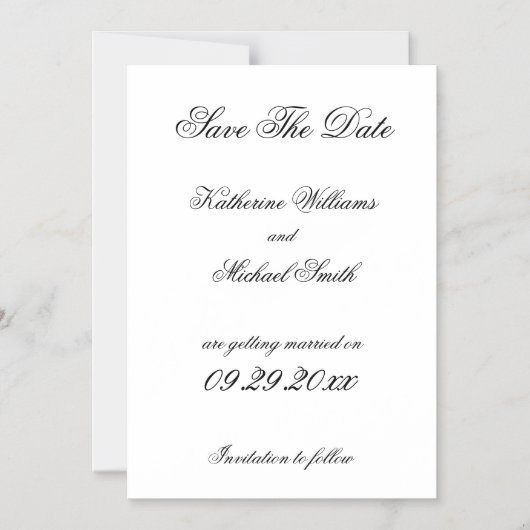 Elegante Minimalistische Witte Trouw Save The Date Magnetische Uitnodiging (Voorkant)