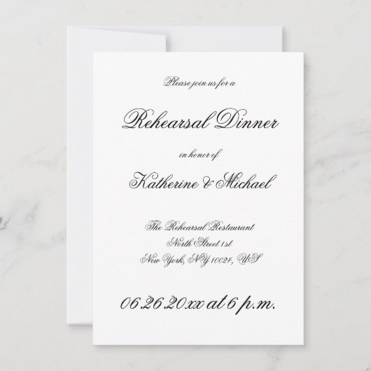 Elegante Minimalistische Witte Trouwrepetitie Kaart (Voorkant)