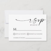 Elegante minimalistische witte zwarte bruiloft RSV RSVP Kaartje (Voorkant)