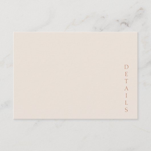 Elegante Minimalistische Woestijnzand Koperen Brui Informatiekaartje (Voorkant)