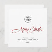 Elegante minimalistische zakelijke kerst QR-code Feestdagenkaart (Voorkant / Achterkant)