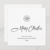 Elegante minimalistische zakelijke kerst QR-code Feestdagenkaart (Voorkant / Achterkant)