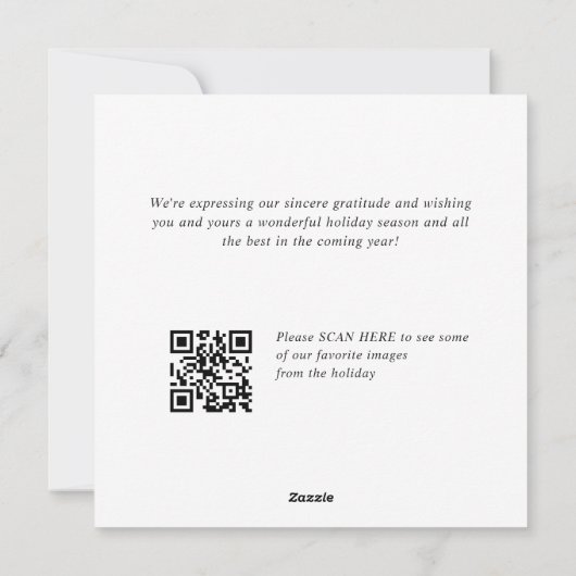 Elegante minimalistische zakelijke kerst QR-code Feestdagenkaart (Achterkant)