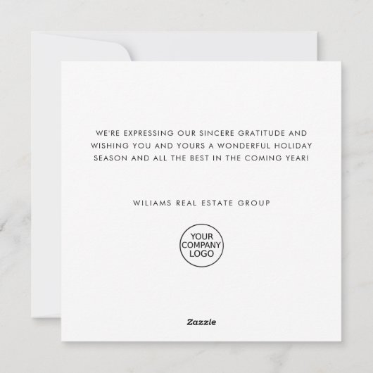 Elegante minimalistische zakelijke kerstfoto feestdagenkaart (Achterkant)