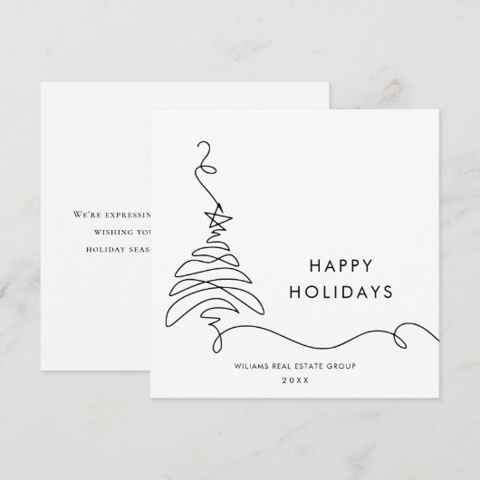 Elegante minimalistische zakelijke kerstgroet feestdagenkaart (Voorkant / Achterkant)