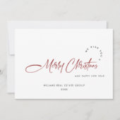 Elegante minimalistische zakelijke kerstgroet feestdagenkaart (Voorkant)