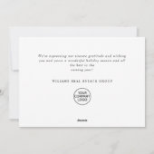 Elegante minimalistische zakelijke kerstgroet feestdagenkaart (Achterkant)