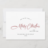 Elegante minimalistische zakelijke kerstgroet feestdagenkaart (Voorkant)