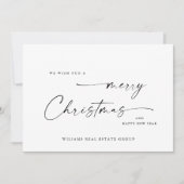 Elegante minimalistische zakelijke kerstgroet feestdagenkaart (Voorkant)