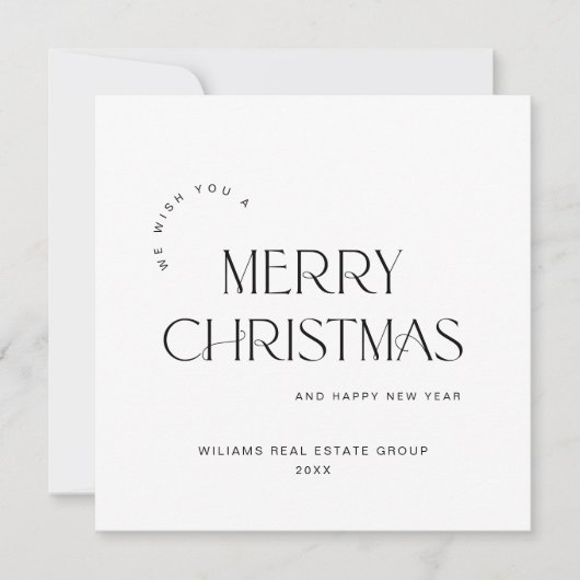 Elegante minimalistische zakelijke kerstgroet feestdagenkaart (Voorkant)