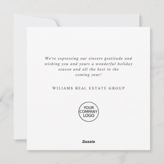 Elegante minimalistische zakelijke kerstgroet feestdagenkaart (Achterkant)