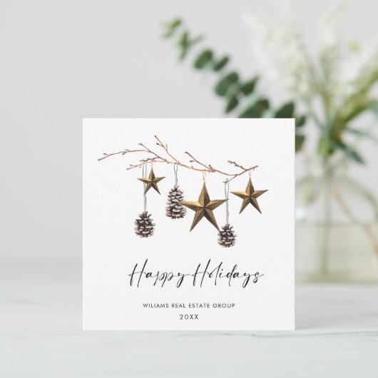 Elegante minimalistische zakelijke kerstgroet feestdagenkaart (Staand voorkant)