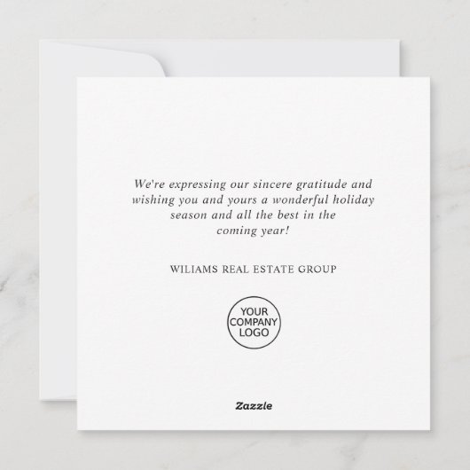 Elegante minimalistische zakelijke kerstgroet feestdagenkaart (Achterkant)