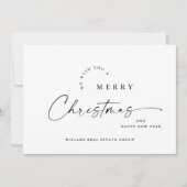 Elegante minimalistische zakelijke kerstgroet feestdagenkaart (Voorkant)