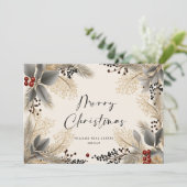 Elegante minimalistische zakelijke kerstgroet feestdagenkaart (Staand voorkant)