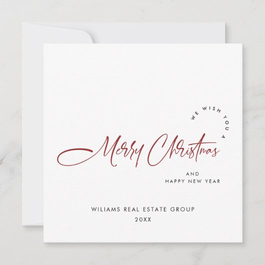 Elegante Minimalistische Zakelijke Kerstgroet Feestdagenkaart (Voorkant)