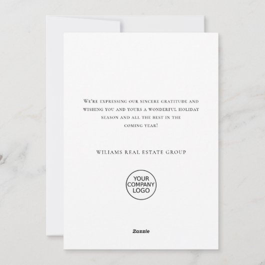 Elegante minimalistische zakelijke kerstgroet feestdagenkaart (Achterkant)