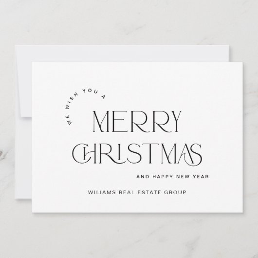 Elegante minimalistische zakelijke kerstgroet feestdagenkaart (Voorkant)