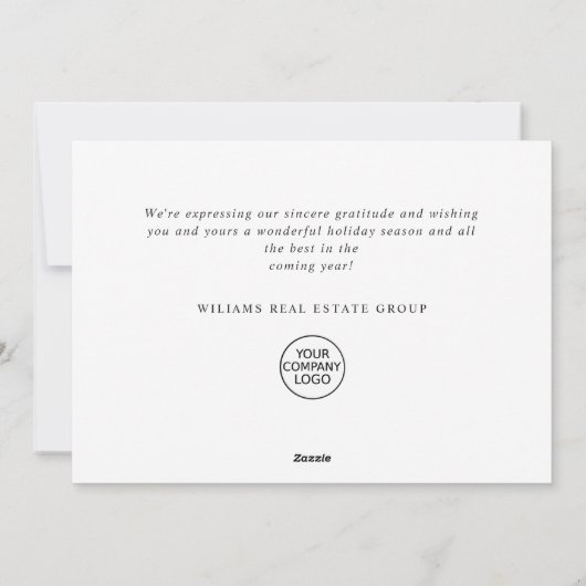 Elegante minimalistische zakelijke kerstgroet feestdagenkaart (Achterkant)