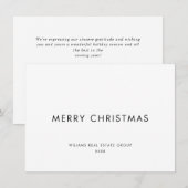 Elegante minimalistische zakelijke kerstgroet feestdagenkaart (Voorkant / Achterkant)