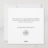 Elegante minimalistische zakelijke kerstgroet feestdagenkaart (Achterkant)