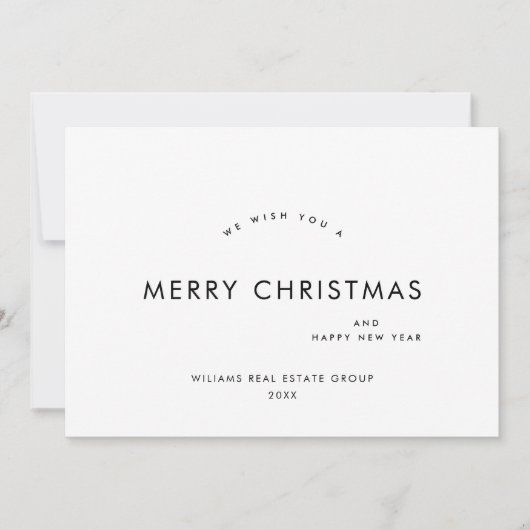 Elegante minimalistische zakelijke kerstgroet feestdagenkaart (Voorkant)