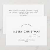 Elegante minimalistische zakelijke kerstgroet feestdagenkaart (Voorkant / Achterkant)