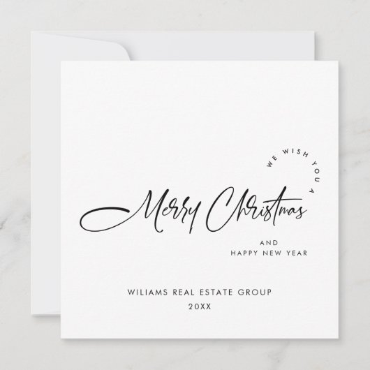 Elegante minimalistische zakelijke kerstgroet feestdagenkaart (Voorkant)