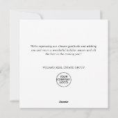 Elegante minimalistische zakelijke kerstgroet feestdagenkaart (Achterkant)