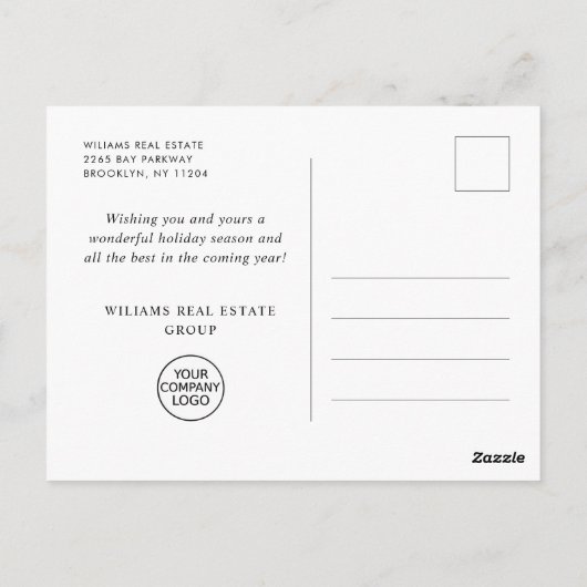 Elegante minimalistische zakelijke kerstvakantie briefkaart (Achterkant)