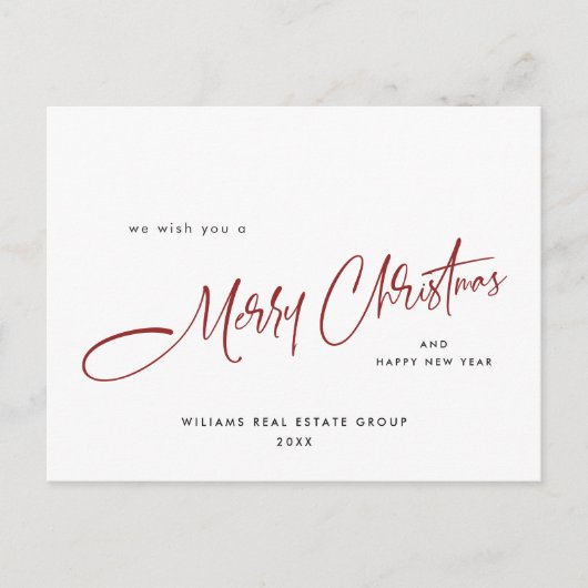 Elegante minimalistische zakelijke kerstvakantie briefkaart (Voorkant)